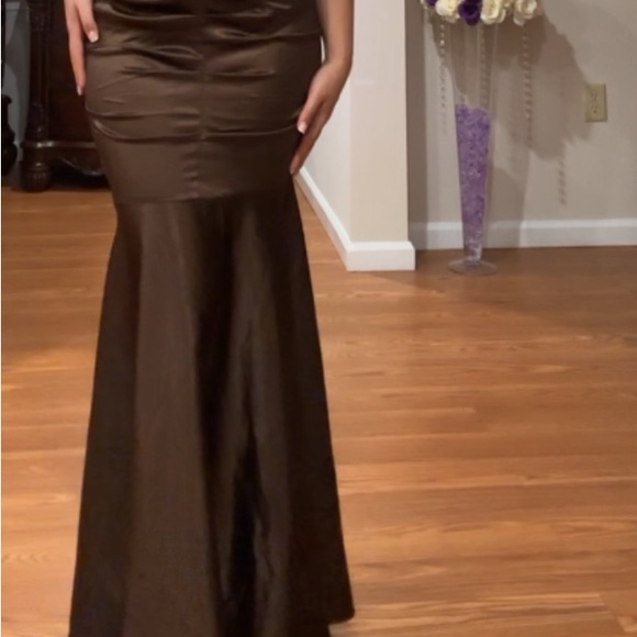 Xscape Asymmetrical Brown Dress - Picture 1 of 2